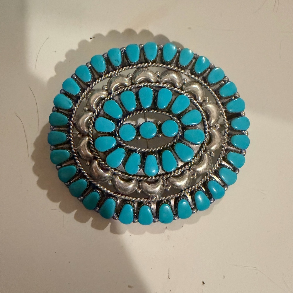 Turquoise Cluster Pin/Pendant - Picture 3 of 7